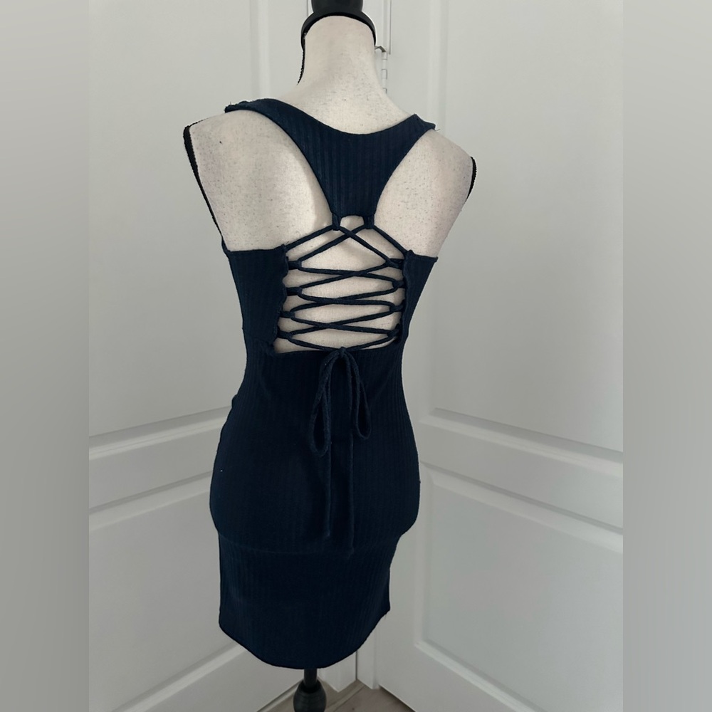 Fashion Nova Navy Blue Ribbed Dress